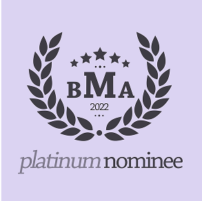 2022 bMA platinum nominee badge with laurel wreath and stars